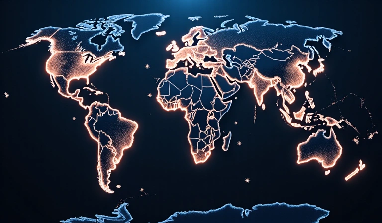 A globe with various shipping routes highlighted, symbolizing worldwide delivery.