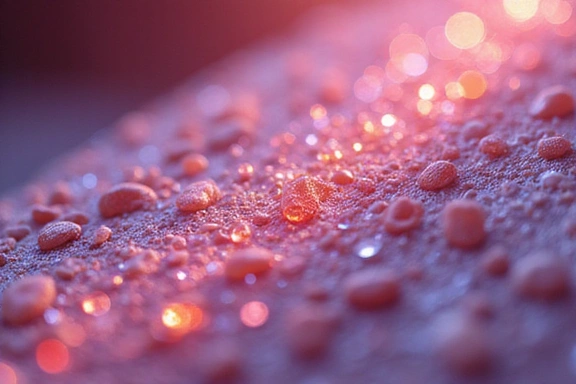 Microscopic view of skin cells rejuvenating with serum effect