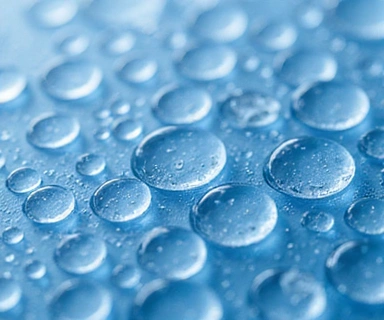 Hyaluronic Acid molecules with water droplets
